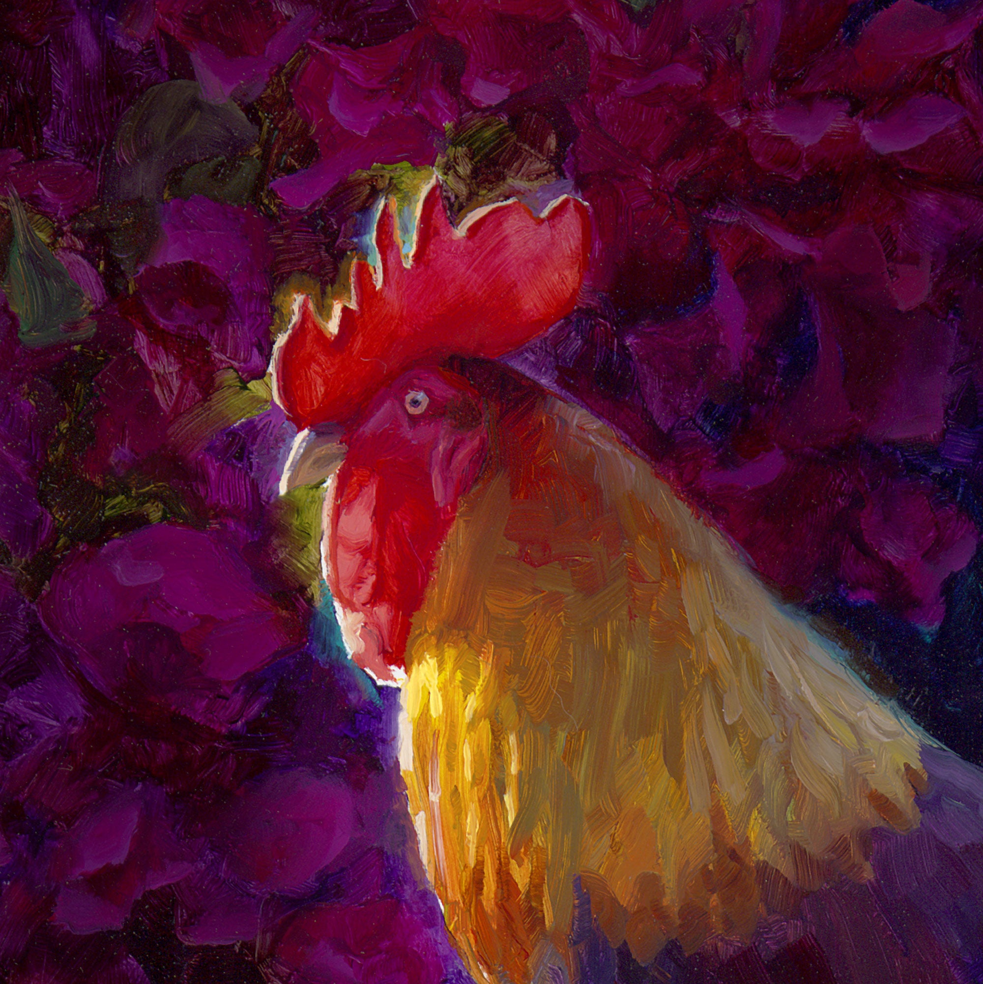 Kauai Rooster Wall Art Canvas by Karen Whitworth