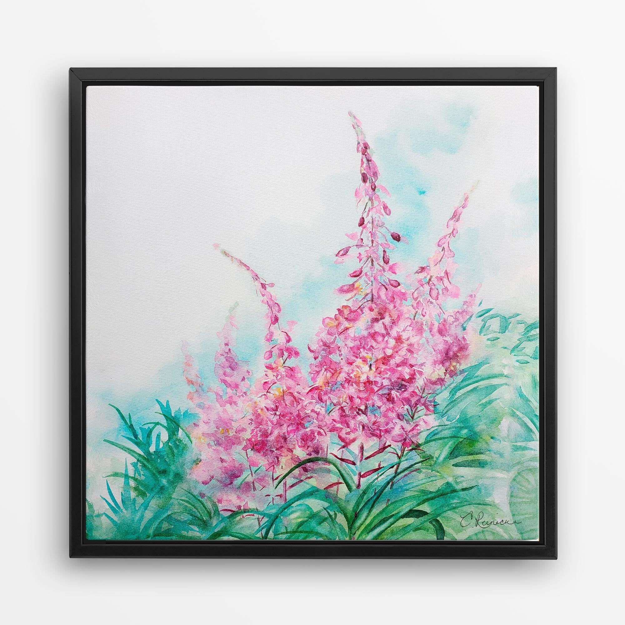 Pink Flower Canvas Fireweed Wildflower Wall Art Print by Conni Reinecke