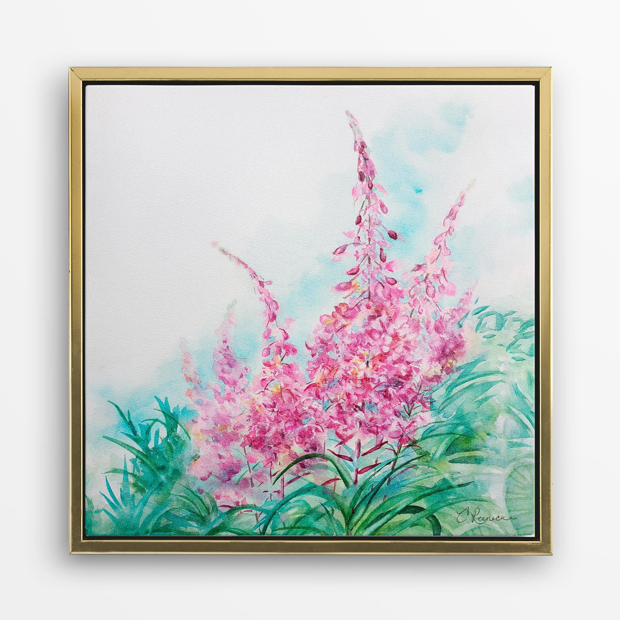 Pink Flower Canvas Fireweed Wildflower Wall Art Print by Conni Reinecke