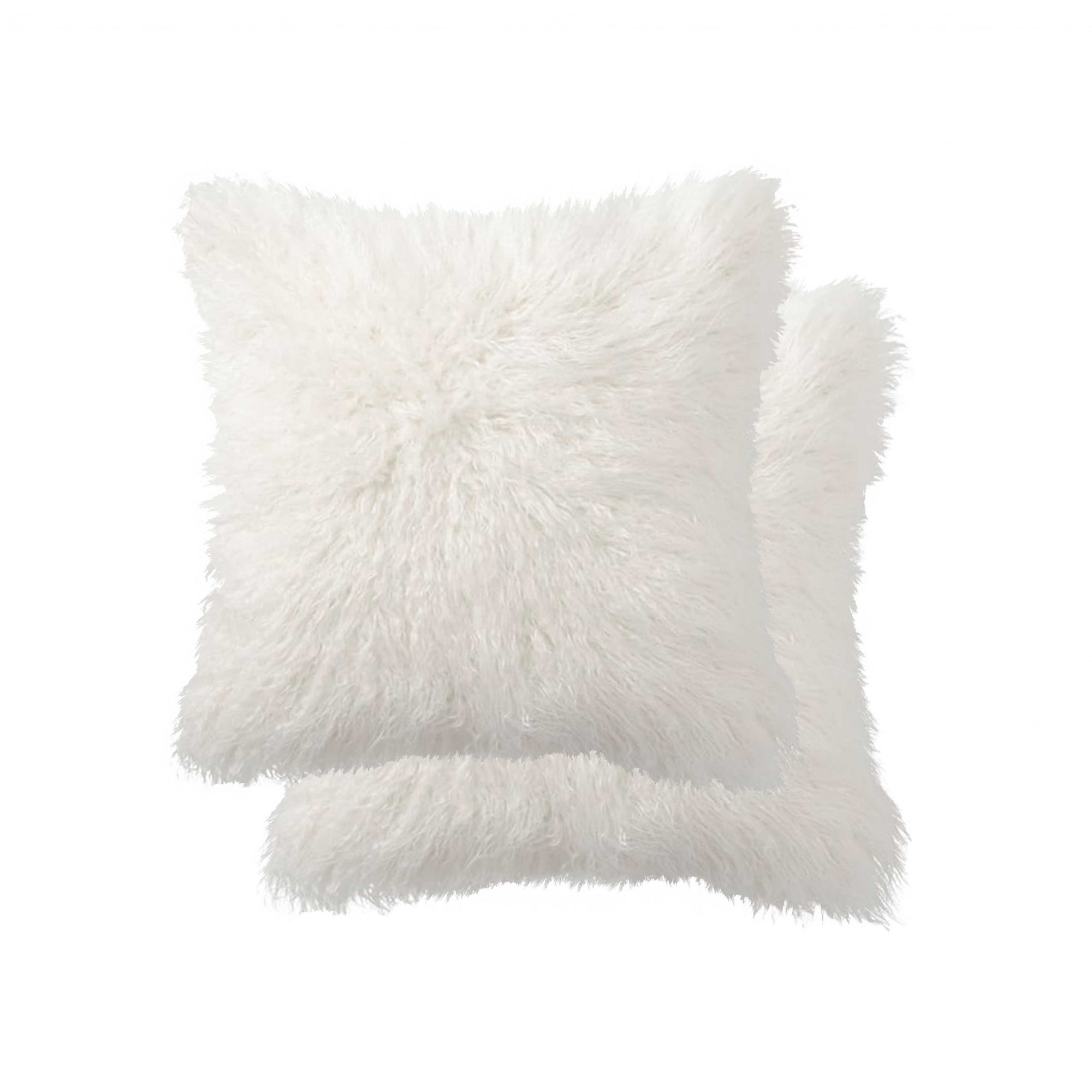 Ivory Faux Fur Throw Pillows - 2 Pack