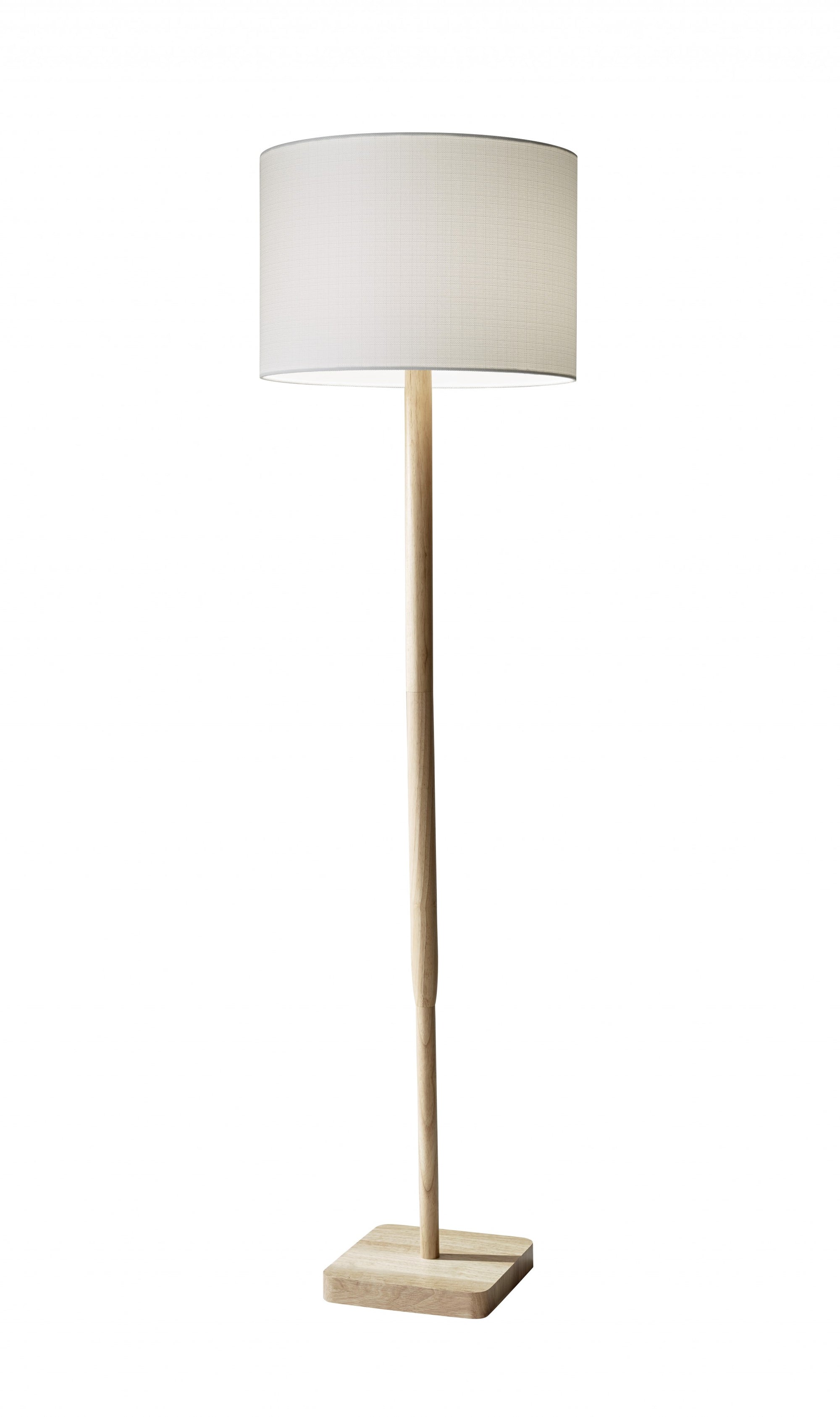 Natural Rubberwood Floor Lamp 59"