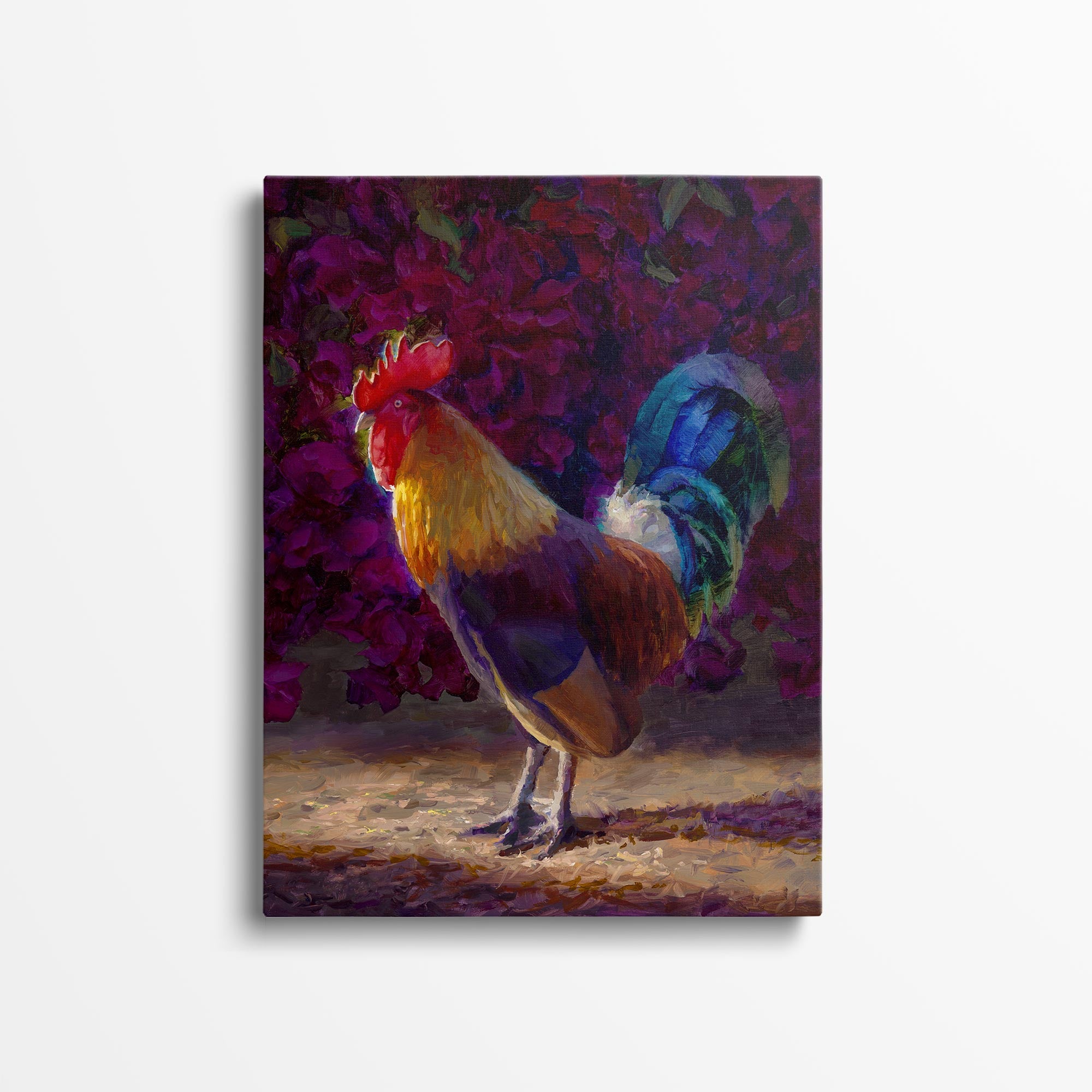 Kauai Rooster Wall Art Canvas by Karen Whitworth