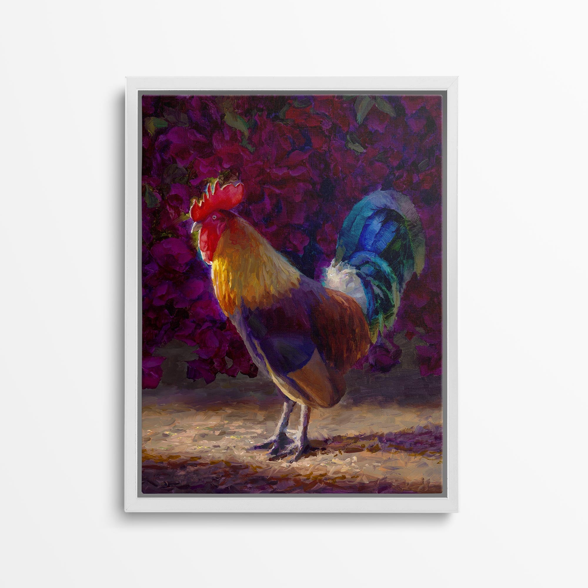 Kauai Rooster Wall Art Canvas by Karen Whitworth