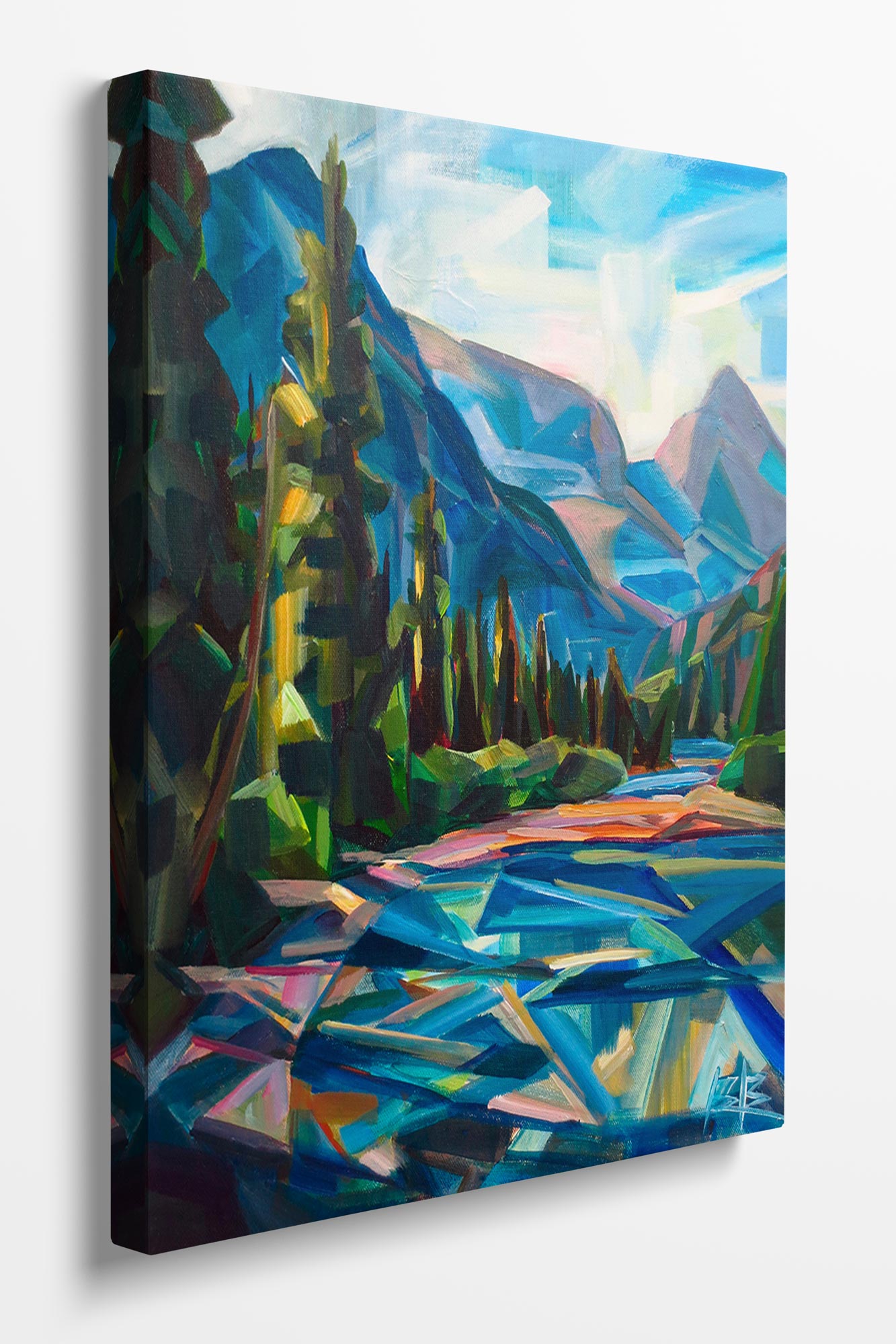 Waters Triangulate - Pacific Northwest Canvas Art of Mountain Landscape Painting by Brooke Borcherding