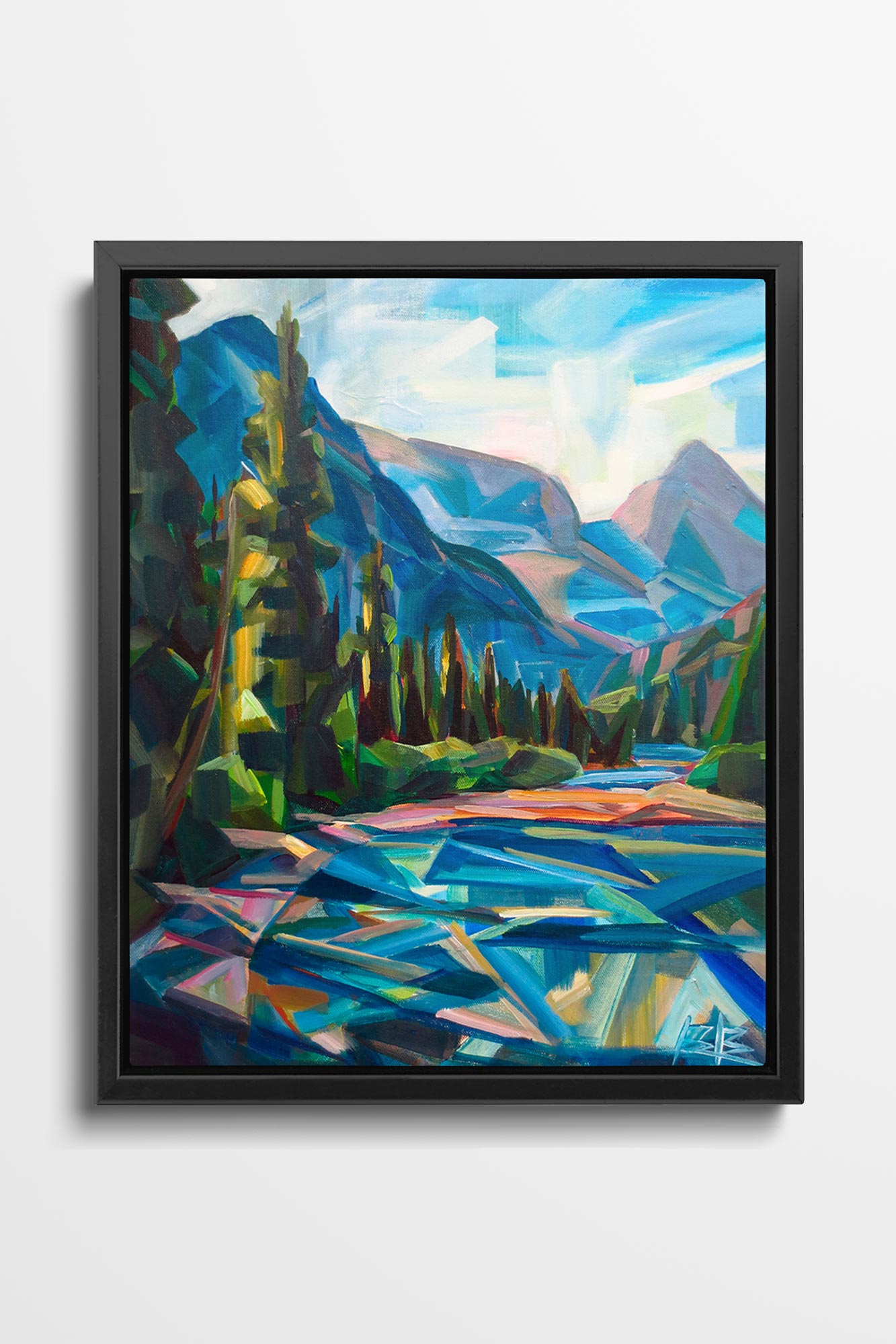 Waters Triangulate Pacific Northwest Canvas Art of Mountain Landscape Painting by Brooke Borcherding