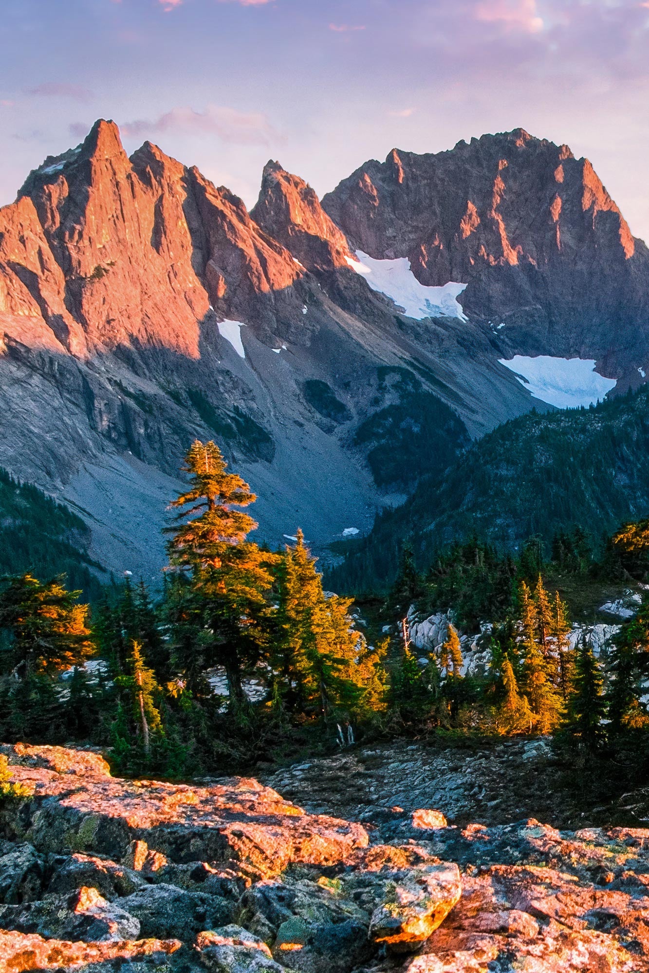 North Cascades Alpenglow - Mountain Wall Art Canvas Photo by Tobin Akehurst