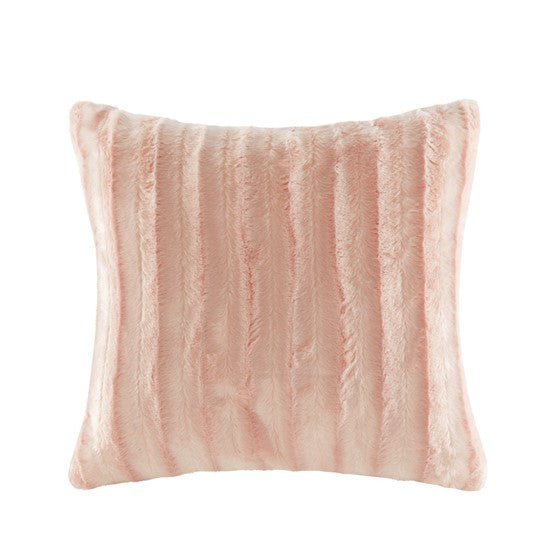 Dusty Pink Faux Fur Throw Pillow 20x20 Inches