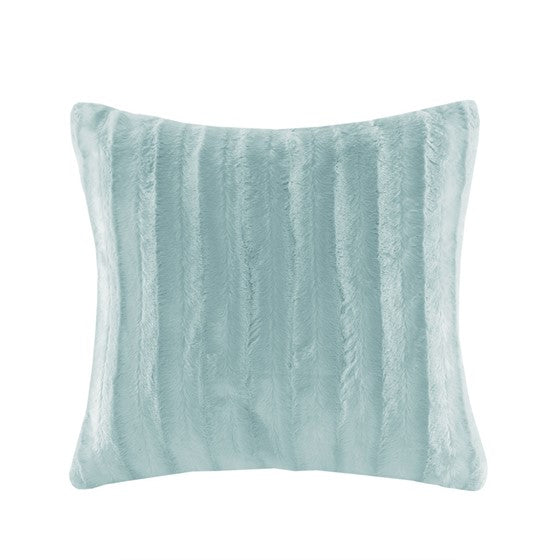 Aqua Faux Fur Throw Pillow 20x20 Inches