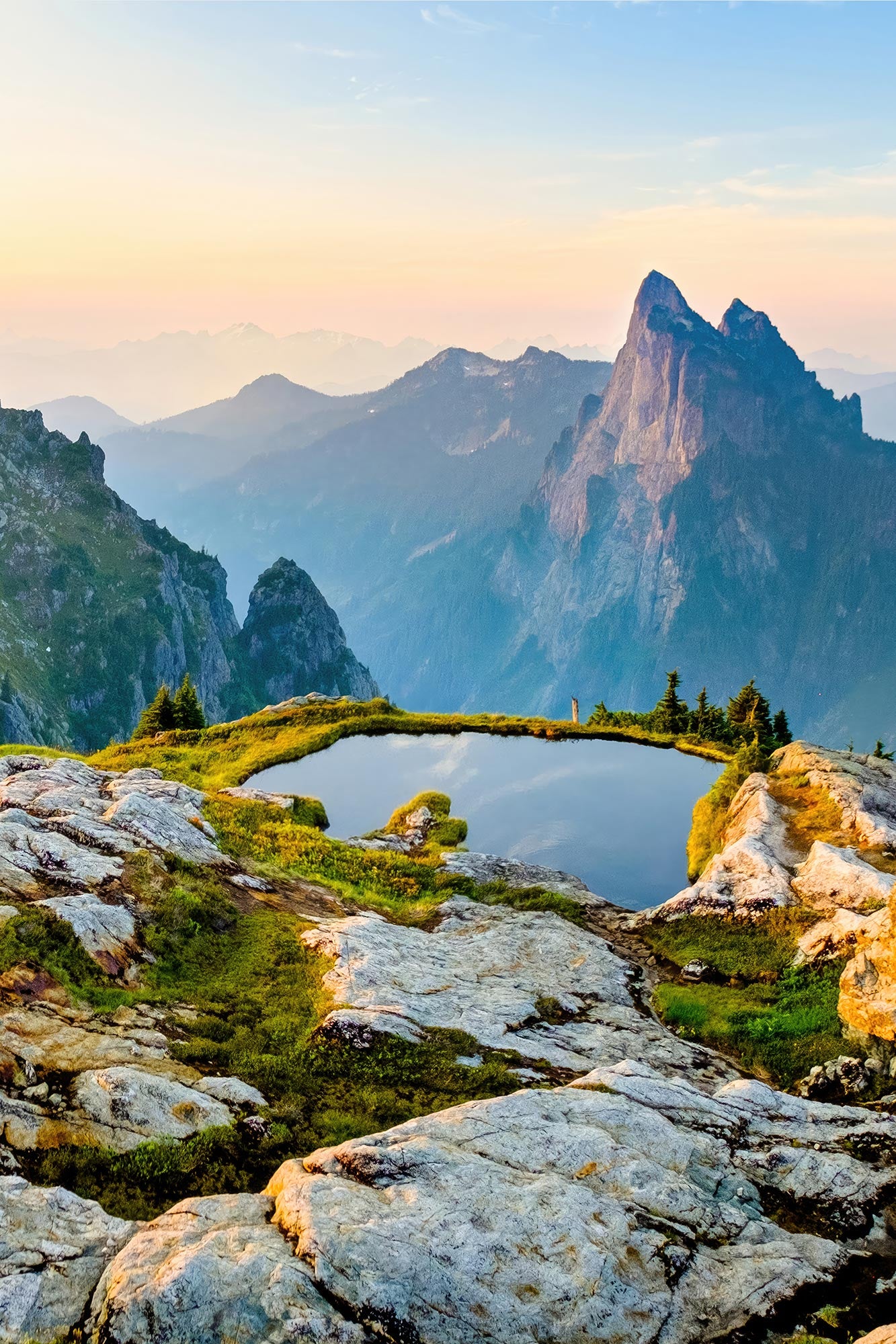 Sunrise on the Pacific Crest Trail - Canvas Wall Art of Cascade Mountains by Tobin Akehurst